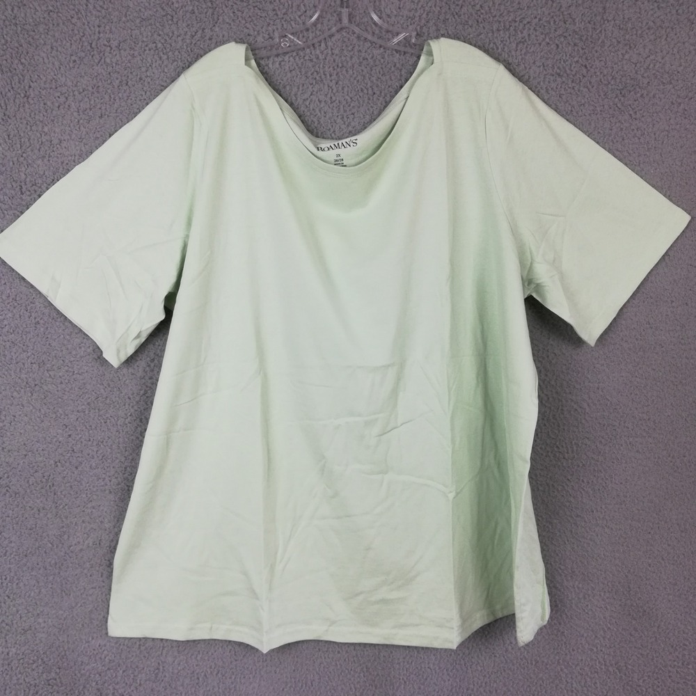 Roaman's Womens Shirt Top TShirt Short Sleeve Mint Green Boat Neck Plus 2X